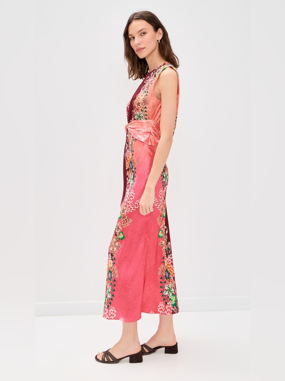 New Saloni Gewn Dress In Fiori Border Size M - Picture 9 of 9